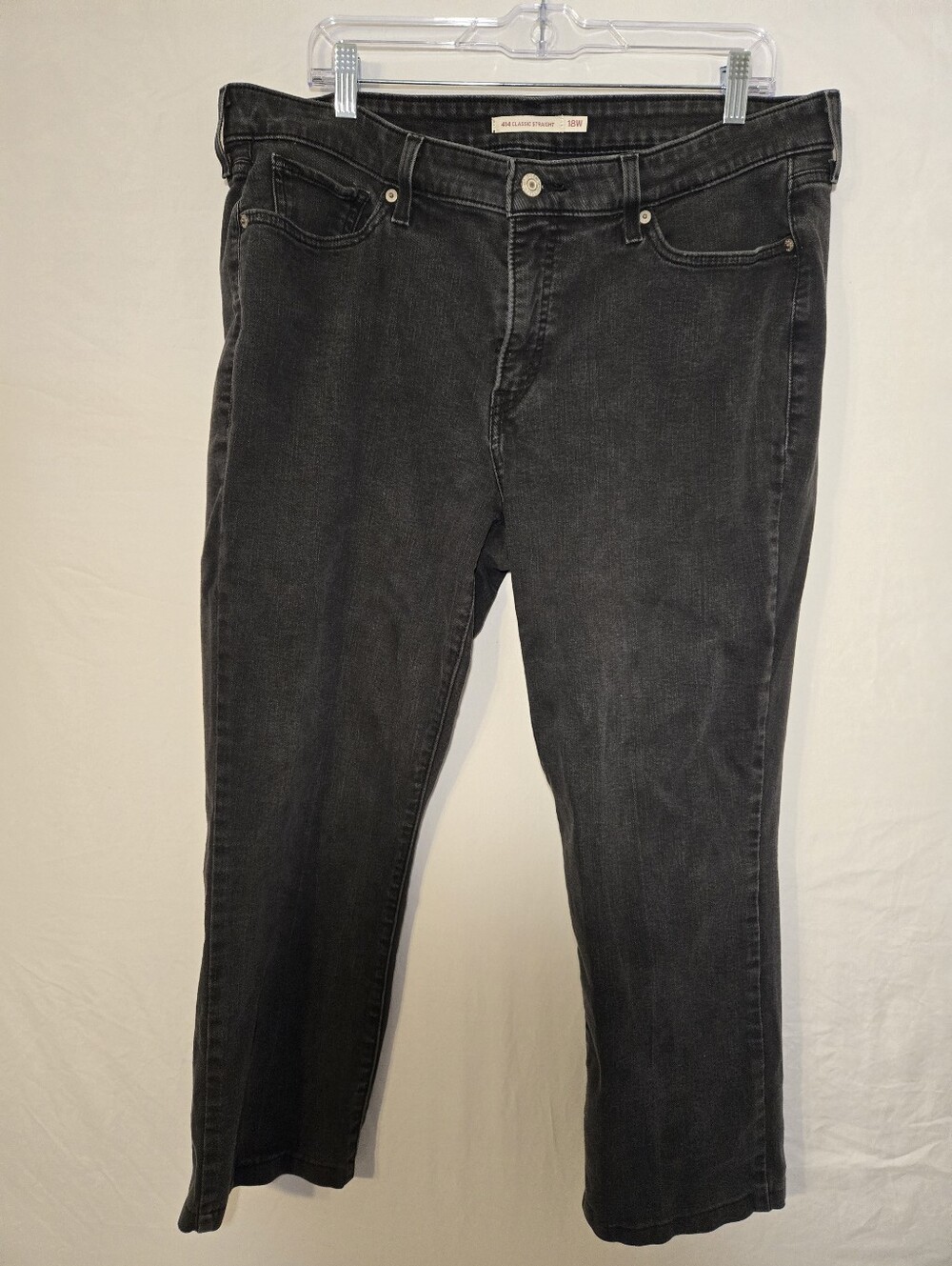 Levis 414 Jeans US Plus Size Womens 18W Black Classic Straight Stretch Denim